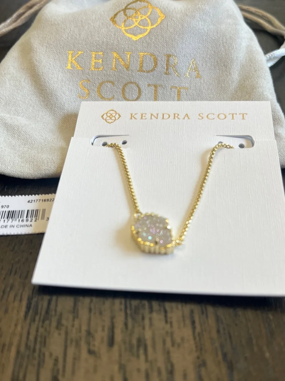 Kendra Scott Tess Gold Iridescent Druzy Pendant Necklace